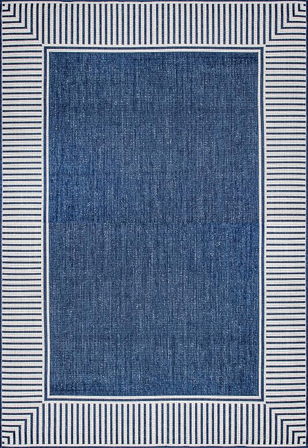 nuLOOM Asha Navy Bordered Power Loomed Indoor/Outdoor Area Rug, 2' x 3'