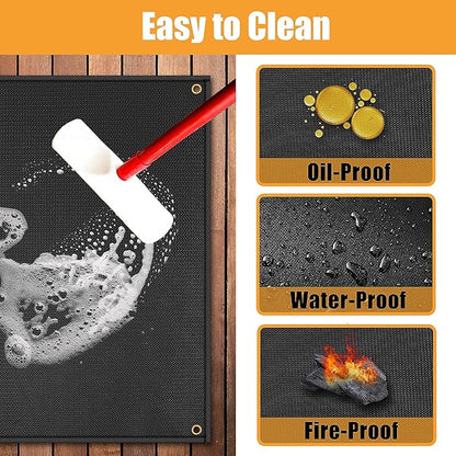 Grill Mats for Outdoor Grill - Fireproof BBQ Matt for Under grill, Gas Grills to Protect Patio and Deck, Oil-proof Griddle Accessories Compatible with Blackstone, Weber, Royal Gourmet, 65 x 48 in