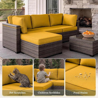9 Pcs Outdoor Patio Cushions Covers Replacement Sets, Covers Only | 9 Pcs Patio Cushions Covers Replacement UV Resistant, Water Anti-Slip, Heavy-Duty Zippers for 5 Pcs Patio Furniture Set