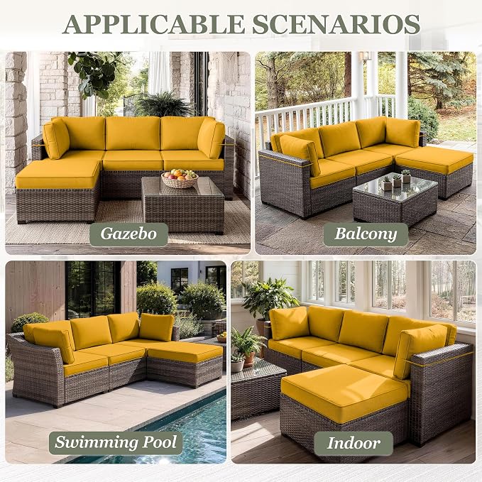 9 Pcs Outdoor Patio Cushions Covers Replacement Sets, Covers Only | 9 Pcs Patio Cushions Covers Replacement UV Resistant, Water Anti-Slip, Heavy-Duty Zippers for 5 Pcs Patio Furniture Set