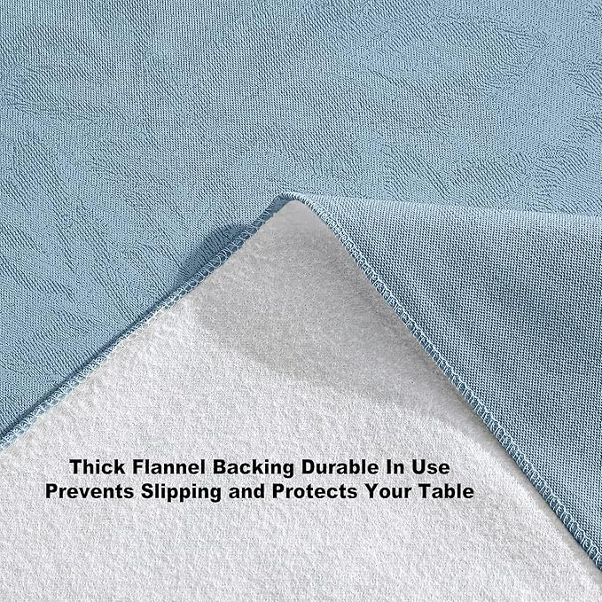 Newbridge Napa Leaf Blue Vinyl Flannel Backed Tablecloth, 52 x 52 Inch Square, Hotel Quality Waterproof Indoor Outdoor Table Cover for Kitchen, Patio, Dining, BBQ