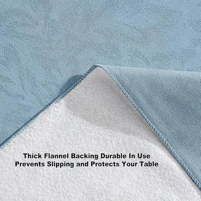 Newbridge Napa Leaf Blue Vinyl Flannel Backed Tablecloth, 52 x 52 Inch Square, Hotel Quality Waterproof Indoor Outdoor Table Cover for Kitchen, Patio, Dining, BBQ