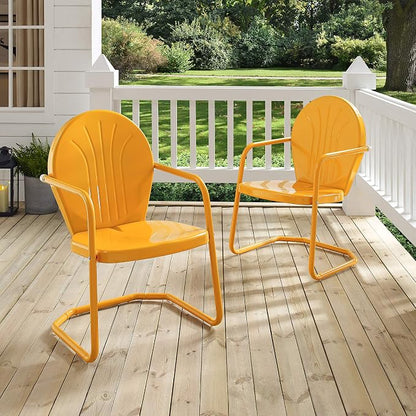 Crosley Furniture Griffith Outdoor Chair, Retro Metal Patio Chairs for Dining, Porch, Deck, Balcony, Tangerine