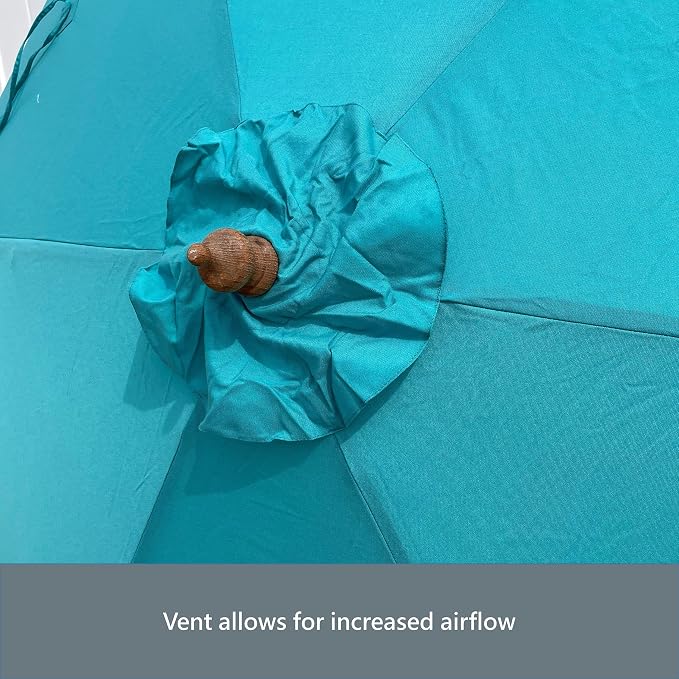 FORMOSA 9ft 6 Rib Market Premium Patio Umbrella Replacement Canopy - 300D UV Protective and Water Resistant Patio Canopy - Umbrella Replacement Cover (CANOPY ONLY) (Turquoise Fringe Olefin)