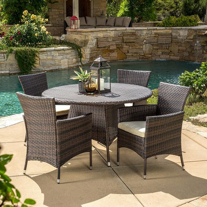 Christopher Knight Home Rodgers Outdoor Wicker Dining Set, 5-Pcs Set, Multibrown