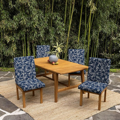 Arden 4-Pack earthFIBER Outdoor Patio Dining Chair Cushion, 20x44, Rain-Proof Seat Pad, Fade-Resistant Outdoor Cushion Navy Blue King Palm