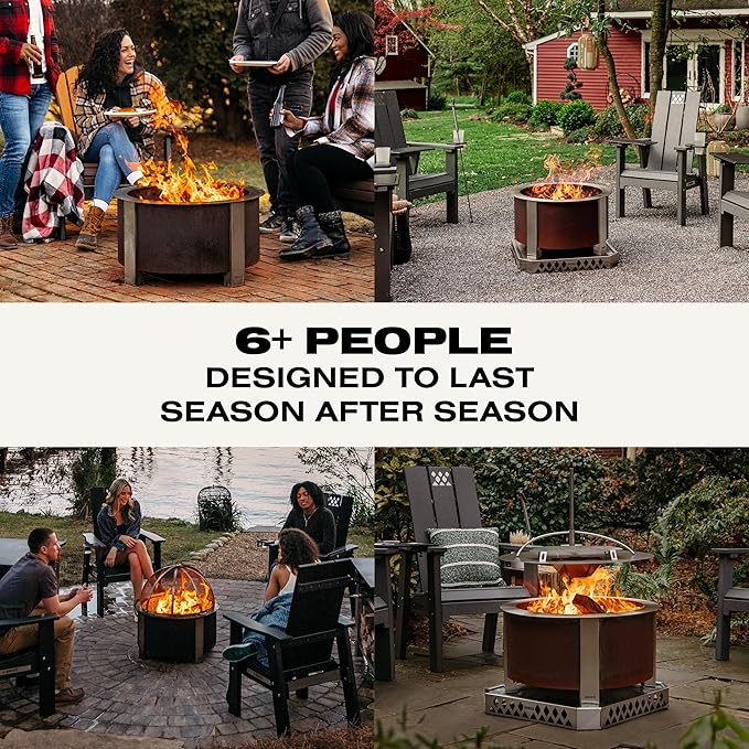 Breeo Smokeless Fire Pit (X Series 24, Corten Steel) | 27.5 inch Smokeless Firepit for Outside | 62 Pounds | Ideal for Families Compatible with Wide Range of Breeo Accessories
