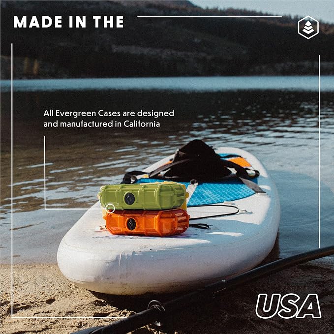 Evergreen 56 Dry Box - EDC Tough Protective Case USA Made for Organization of Cameras, Phones, Camping, Fishing, Hiking, Water Sports (Black, TOPO)