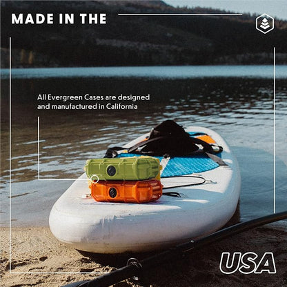 Evergreen 56 Dry Box - EDC Tough Protective Case USA Made for Organization of Cameras, Phones, Camping, Fishing, Hiking, Water Sports (Black, TOPO)