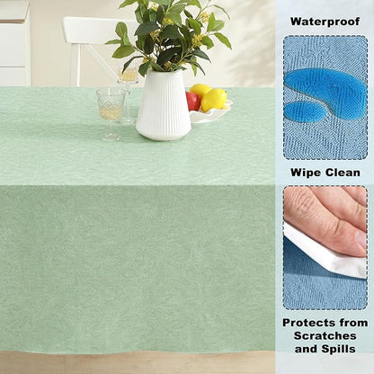 Newbridge Napa Leaf Sage Green Vinyl Flannel Backed Tablecloth, 60 x 84 Inch Rectangle, Hotel Quality Waterproof Indoor Outdoor Table Cover for Kitchen, Patio, Dining, BBQ