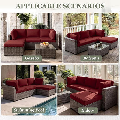 9 Pcs Outdoor Patio Cushions Covers Replacement Sets, Covers Only | 9 Pcs Patio Cushions Covers Replacement UV Resistant, Water Anti-Slip, Heavy-Duty Zippers for 5 Pcs Patio Furniture Set
