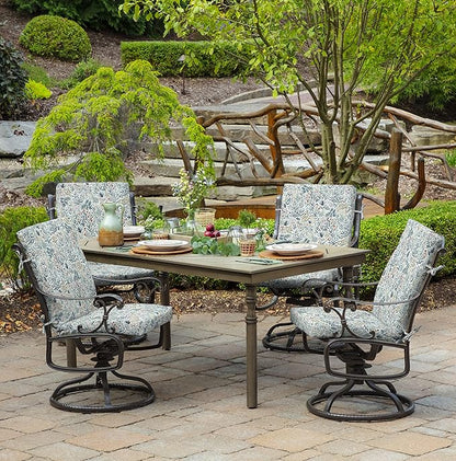 Arden 2-Pack Outdoor Patio Dining Chair Cushion, 20x44, Rain-Proof Seat Pad, Fade-Resistant Outdoor Cushion Pistachio Botanical