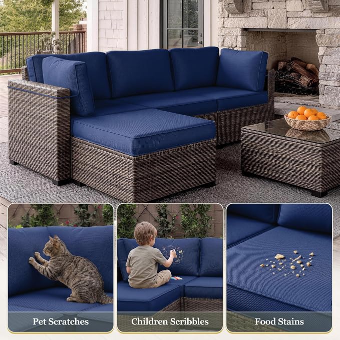 9 Pcs Outdoor Patio Cushions Covers Replacement Sets, Covers Only | 9 Pcs Patio Cushions Covers Replacement UV Resistant, Water Anti-Slip, Heavy-Duty Zippers for 5 Pcs Patio Furniture Set