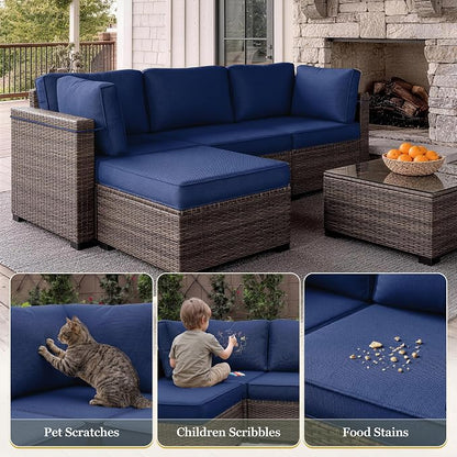 9 Pcs Outdoor Patio Cushions Covers Replacement Sets, Covers Only | 9 Pcs Patio Cushions Covers Replacement UV Resistant, Water Anti-Slip, Heavy-Duty Zippers for 5 Pcs Patio Furniture Set