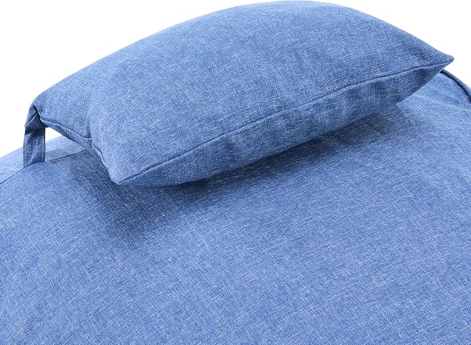 Christopher Knight Home Morton Outdoor Bean Bag Chair Set of 2, Fabric Bean Bag Chair for Adults and Kids, Indoor/Outdoor Sun Lounger with Headrest, Patio Chaise Lounge Chair Set of 2, Navy Blue
