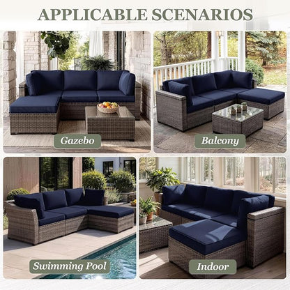 9 Pcs Outdoor Patio Cushions Covers Replacement Sets, Covers Only | 9 Pcs Patio Cushions Covers Replacement UV Resistant, Water Anti-Slip, Heavy-Duty Zippers for 5 Pcs Patio Furniture Set