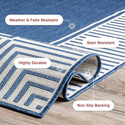 nuLOOM Asha Navy Bordered Power Loomed Indoor/Outdoor Area Rug, 2' x 3'