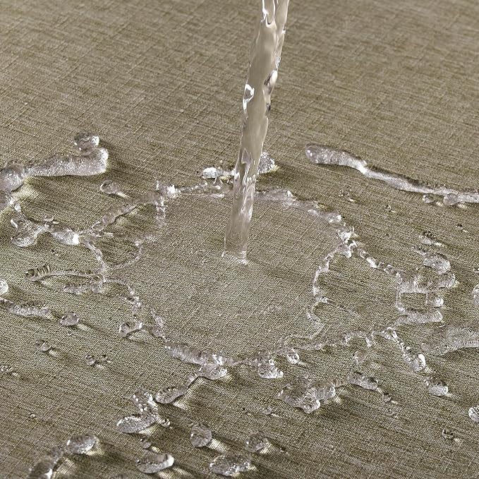Decorelia Faux Linen Square Tablecloth for Dining Room,Waterproof Texture Decorative Farmhouse Rustic Table Cloth for Indoor Outdoor Party, Holiday Banquet Picnics Patio,52 x 52 Inch (Square),Natural