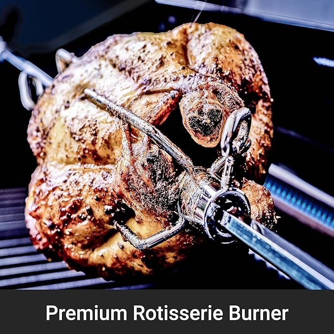 Broil King 865387 Crown S 490 4-Burner Natural Gas Grill with Side Burner and Rear Rotisserie Burner in Stainless Steel