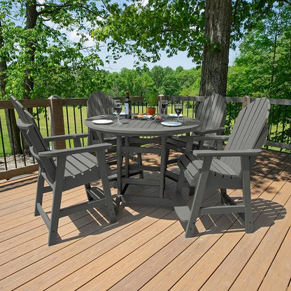 highwood AD-CNA48-CGE Hamilton 5 Piece Round Counter Height Dining Set, Coastal Teak