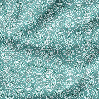 Arden Outdoor Patio Dining Chair Cushion, 20x44, Rain-Proof Seat Pad, Fade-Resistant Outdoor Cushion Turquoise Daphne Medallion
