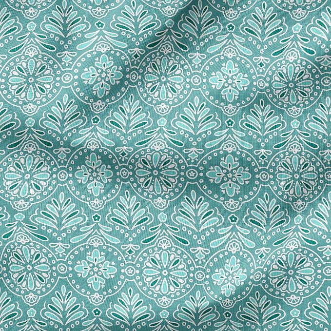 Arden Outdoor Tufted Chaise Cushion, 22x76, Turquoise Medallion | Plush Comfort, Modern Tuft, Lounge Cushion, Rain-Proof, Fade Resistant, Mold and Mildew Resistant