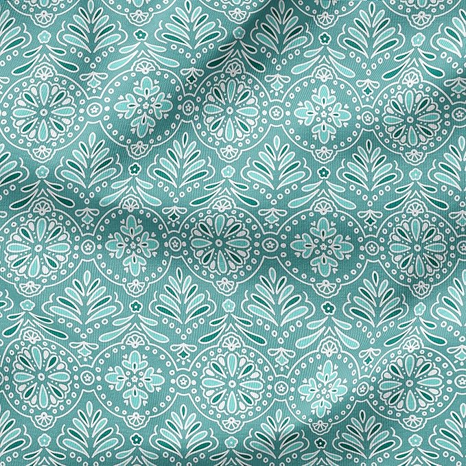 Arden Outdoor Dining Chair Cushion, 2 Pack, 20 x 20, Rain-Proof, Fade Resistant, Turquoise Daphne Medallion