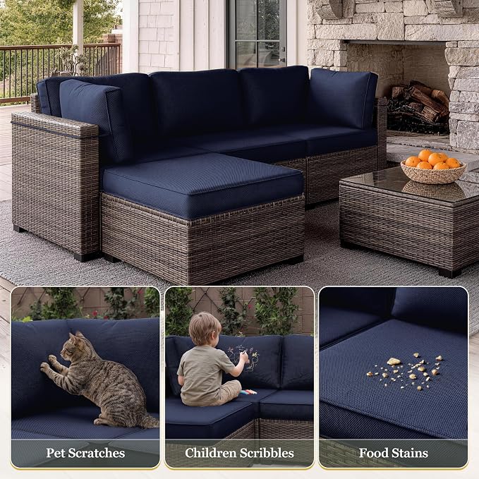 9 Pcs Outdoor Patio Cushions Covers Replacement Sets, Covers Only | 9 Pcs Patio Cushions Covers Replacement UV Resistant, Water Anti-Slip, Heavy-Duty Zippers for 5 Pcs Patio Furniture Set