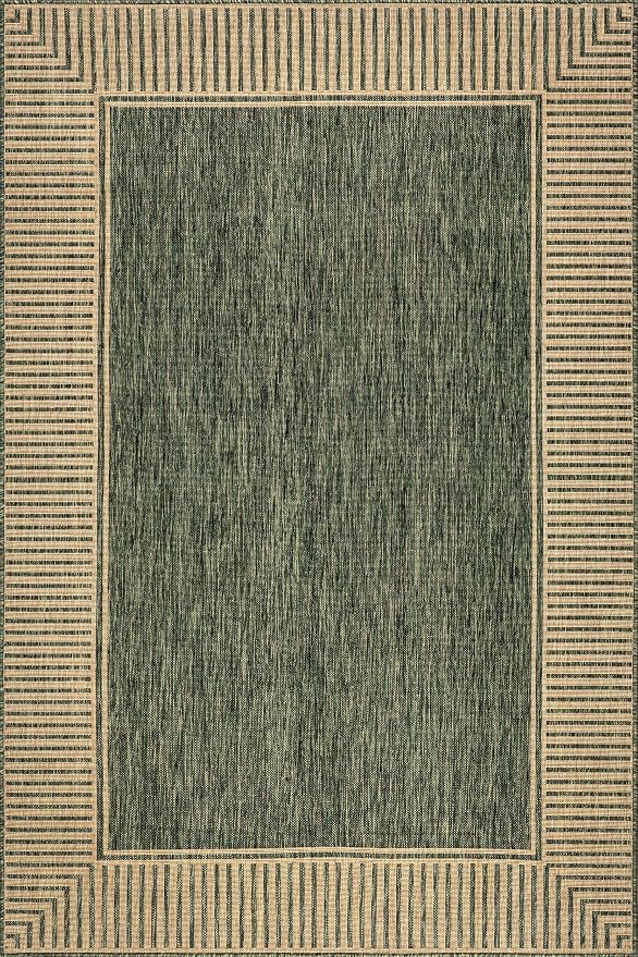 nuLOOM Asha Green Bordered Power Loomed Indoor/Outdoor Area Rug, 10' x 12'