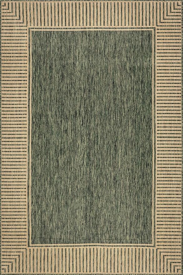 nuLOOM Asha Green Bordered Power Loomed Indoor/Outdoor Area Rug, 4' x 6'