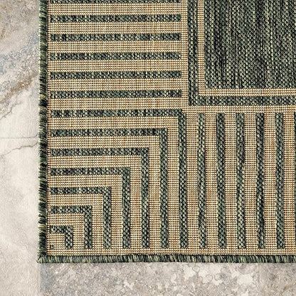 nuLOOM Asha Green Bordered Power Loomed Indoor/Outdoor Area Rug, 4' x 6'