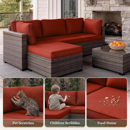 9 Pcs Outdoor Patio Cushions Covers Replacement Sets, Covers Only | 9 Pcs Patio Cushions Covers Replacement UV Resistant, Water Anti-Slip, Heavy-Duty Zippers for 5 Pcs Patio Furniture Set