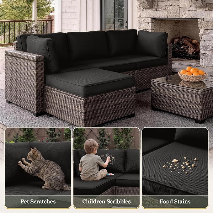 9 Pcs Outdoor Patio Cushions Covers Replacement Sets, Covers Only | 9 Pcs Patio Cushions Covers Replacement UV Resistant, Water Anti-Slip, Heavy-Duty Zippers for 5 Pcs Patio Furniture Set