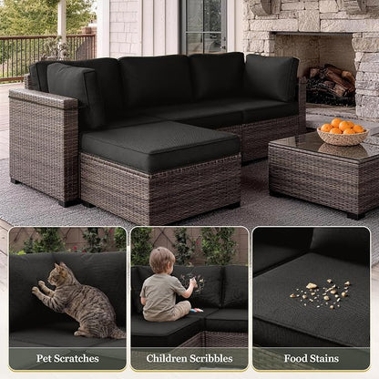 9 Pcs Outdoor Patio Cushions Covers Replacement Sets, Covers Only | 9 Pcs Patio Cushions Covers Replacement UV Resistant, Water Anti-Slip, Heavy-Duty Zippers for 5 Pcs Patio Furniture Set