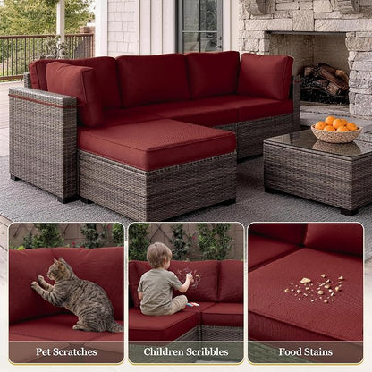 9 Pcs Outdoor Patio Cushions Covers Replacement Sets, Covers Only | 9 Pcs Patio Cushions Covers Replacement UV Resistant, Water Anti-Slip, Heavy-Duty Zippers for 5 Pcs Patio Furniture Set
