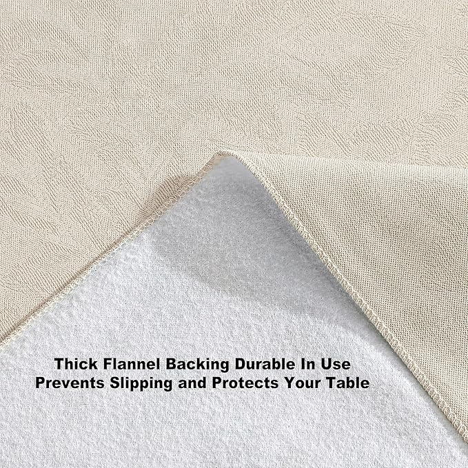 Newbridge Napa Leaf Taupe Vinyl Flannel Backed Tablecloth, 60 x 84 Inch Oval, Hotel Quality Waterproof Indoor Outdoor Table Cover for Kitchen, Patio, Dining, BBQ