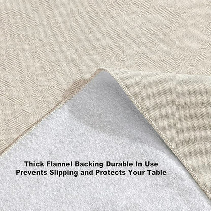 Newbridge Napa Leaf Taupe Vinyl Flannel Backed Tablecloth, 60 x 84 Inch Oval, Hotel Quality Waterproof Indoor Outdoor Table Cover for Kitchen, Patio, Dining, BBQ