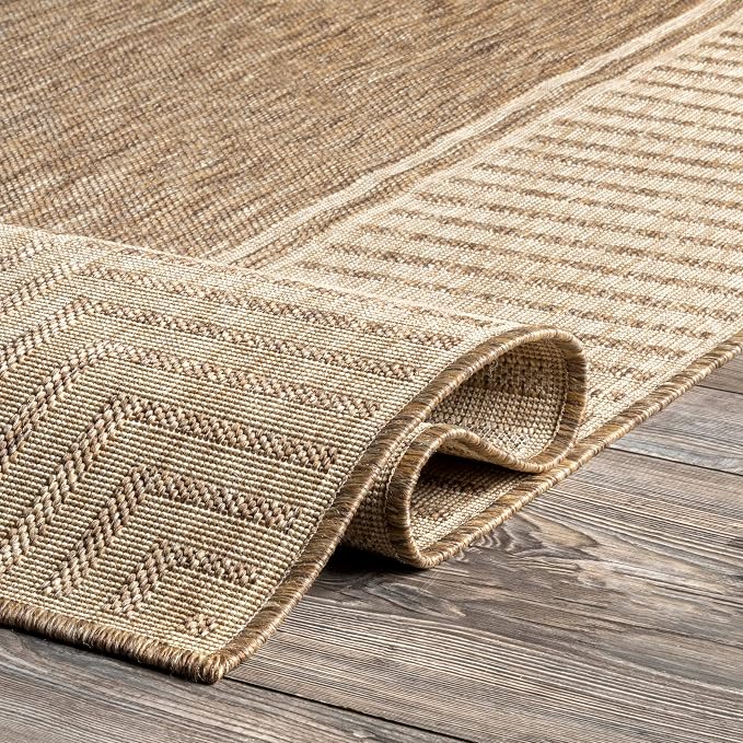 nuLOOM Asha Light Brown Bordered Indoor/Outdoor Area Rug, 4' x 6'
