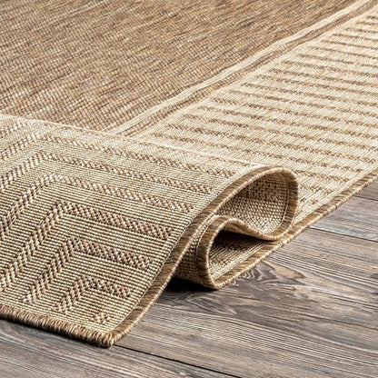 nuLOOM Asha Light Brown Bordered Indoor/Outdoor Area Rug, 4' x 6'