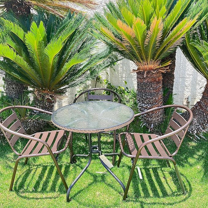 Indoor Outdoor Set of 4 Bronze Restaurant Metal Aluminum Slat Stack Chairs Lightweight